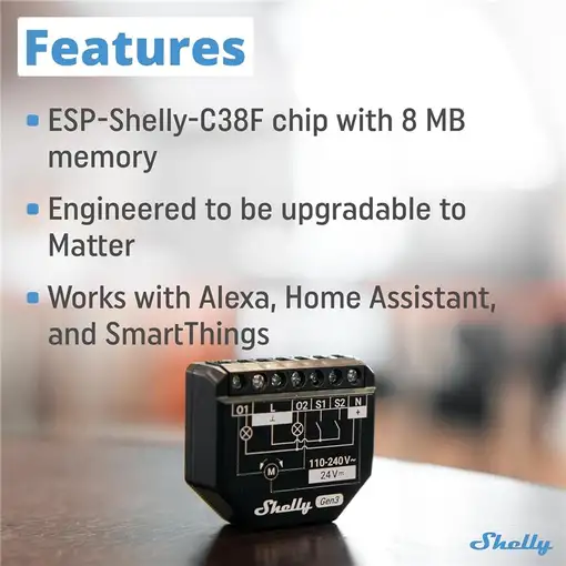 Shelly 2PM Gen3 Interruptor inteligente 2P Negro