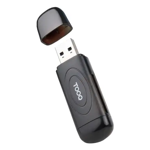 TooQ Lector de Tarjetas USB 3.0, 2 en 1, SD/TF, Negro