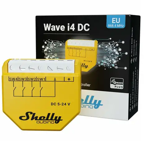 Shelly Qubino Wave i4 DC Interruptor inteligente Amarillo