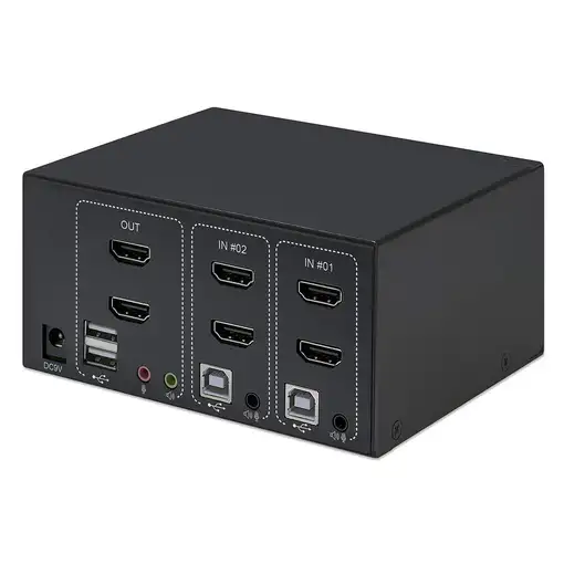 Manhattan Switch KVM HDMI de 2 puertos para dos monitores