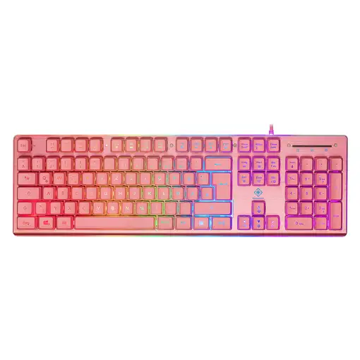 Deltaco Gaming GAM-021-RGB-P-DE teclado Juego USB QWERTZ Alemán Rosa