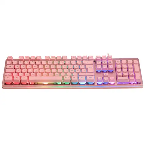 Deltaco Gaming GAM-021-RGB-P-DE teclado Juego USB QWERTZ Alemán Rosa