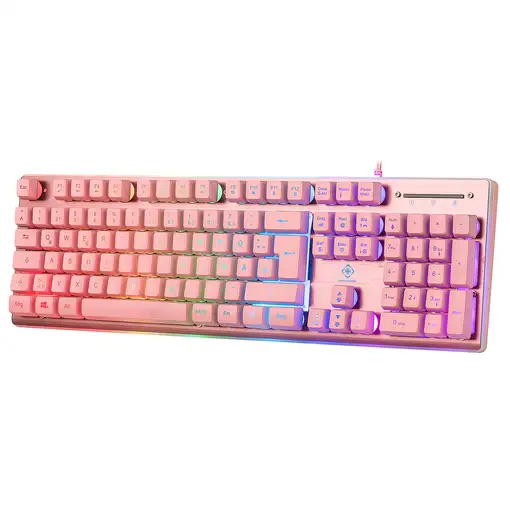 Deltaco Gaming GAM-021-RGB-P-DE teclado Juego USB QWERTZ Alemán Rosa