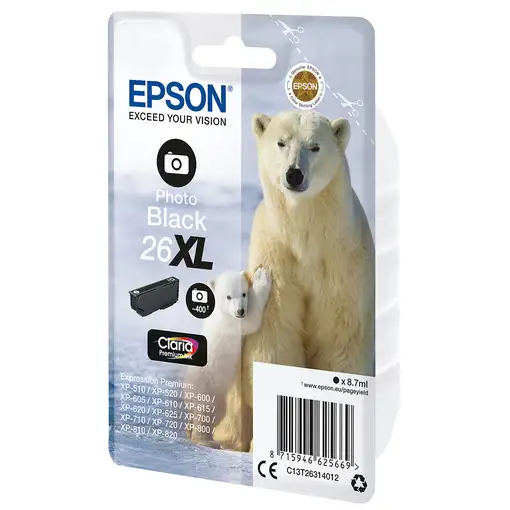 Epson Polar bear Cartucho 26XL negro foto (etiqueta RF) Epson Polar bear Cartucho 26XL negro foto (etiqueta RF)