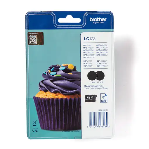 Brother LC123BKBP2 cartucho de tinta 2 pieza(s) Original Negro