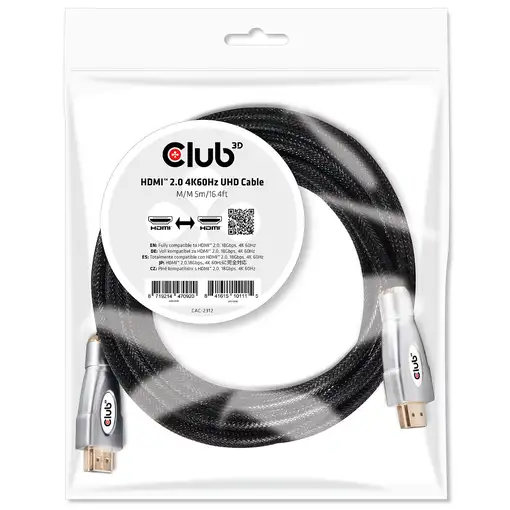 CLUB3D Cable HDMI 2.0 4K60Hz UHD 5 metros