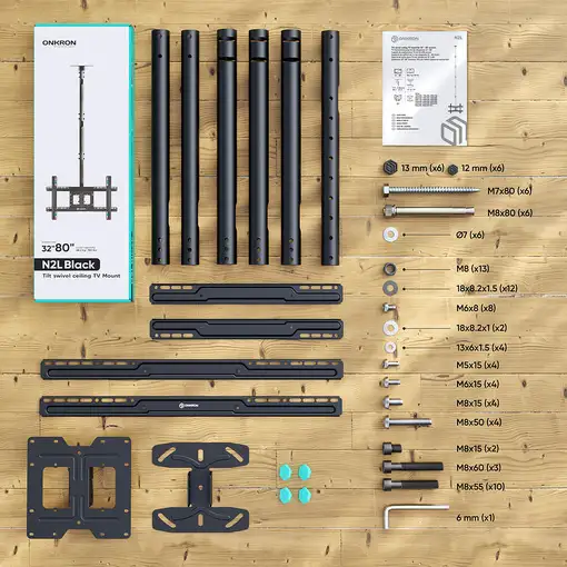 ONKRON N2L-B soporte para TV 2,03 m (80") Negro