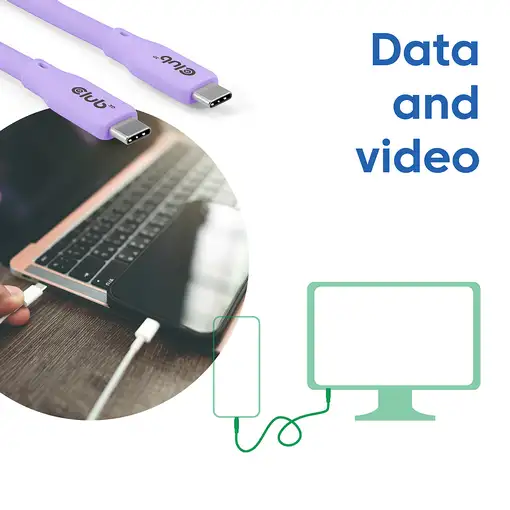 CLUB3D Cable USB C Púrpura