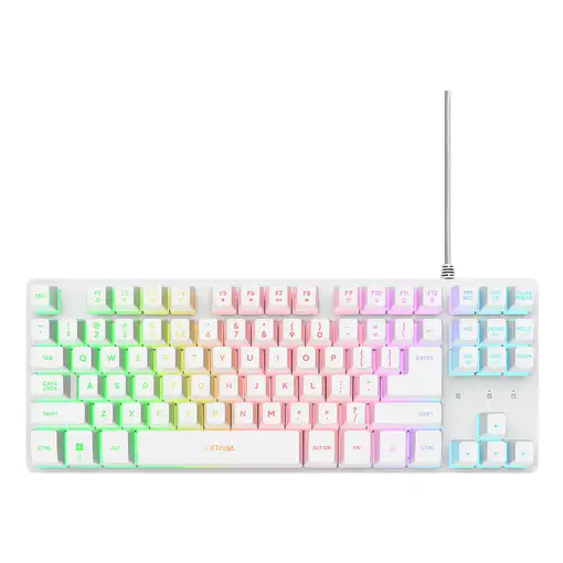 Trust GXT 833W Thado TKL teclado Juego USB QWERTY Inglés de EE. UU. Blanco