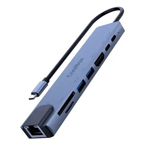 CoolBox MINIDOCK C81 ALUMINIO USB-C A HDMI 4K/2xUSB-A/PD 100W/USB-C/SD/MICROSD/RJ4