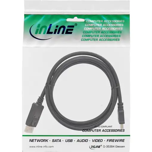 InLine 17184 adaptador de cable de vídeo 1,5 m DisplayPort HDMI Negro