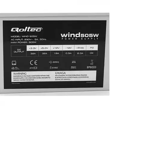 Qoltec ATX 505W WIND unidad de fuente de alimentación 20+4 pin ATX Gris