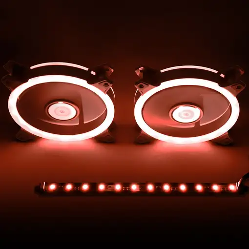 TALIUS kit Siroko (2ventiladores doble aro Rgb + tira led + remote control)