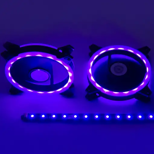 TALIUS kit Siroko (2ventiladores doble aro Rgb + tira led + remote control)
