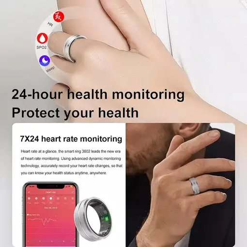 Anillo Inteligente Klack, Fitness, Monitor de Frecuencia Cardíaca Negro Talla 9