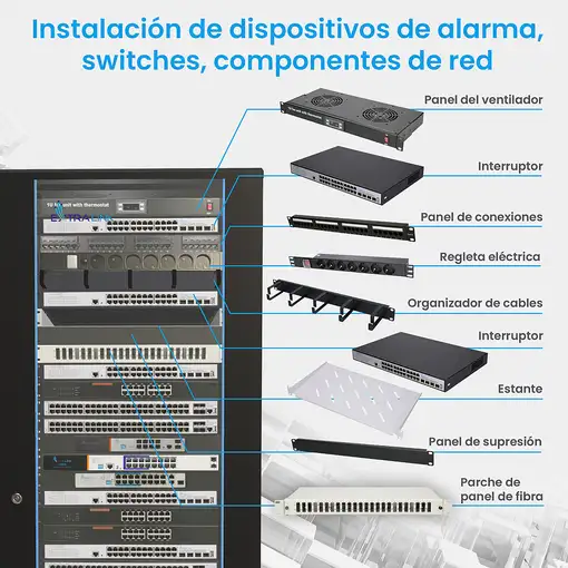Extralink Armario rackmount 37U 600x1000 Negro de pie