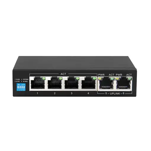 Extralink Switch PoE KRIOS 4x Gigabit PoE/PoE+, 2x RJ45 Uplink Gigabit, 60W