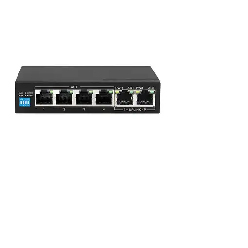 Extralink Switch PoE KRIOS 4x Gigabit PoE/PoE+, 2x RJ45 Uplink Gigabit, 60W