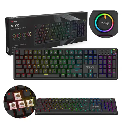 Savio STYX Outemu Brown teclado Juego USB QZERTY Internacional de EE.UU. Negro Savio STYX Outemu Brown teclado Juego USB QZERTY Internacional de EE.UU. Negro