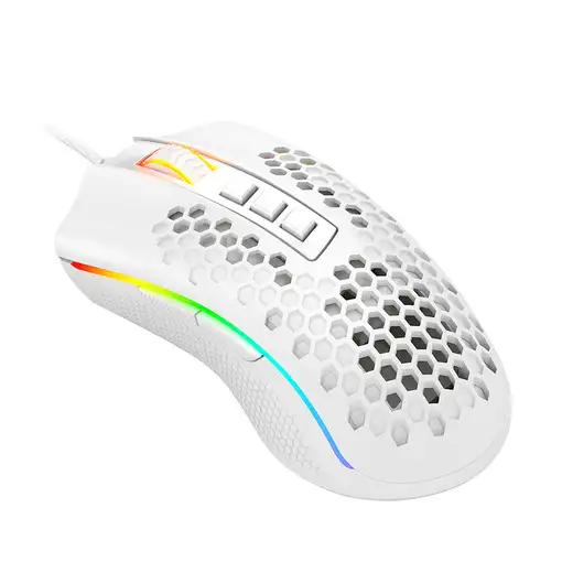 REDRAGON M988-RGB STORM ELITE WHITE, Mouse Optico HoneyComb Blanco