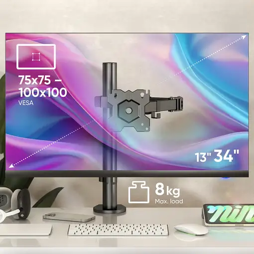 ONKRON D121E-B soporte para monitor 86,4 cm (34") Escritorio Negro