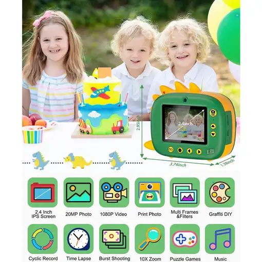 Cámara instantánea de impresión Klack niños Verde