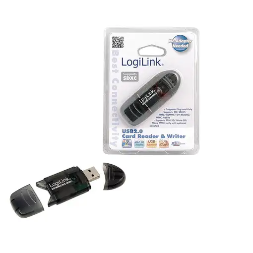 LogiLink Cardreader USB 2.0 Stick external for SD/MMC lector de tarjeta Negro