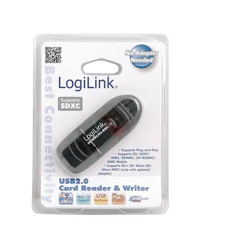 LogiLink Cardreader USB 2.0 Stick external for SD/MMC lector de tarjeta Negro