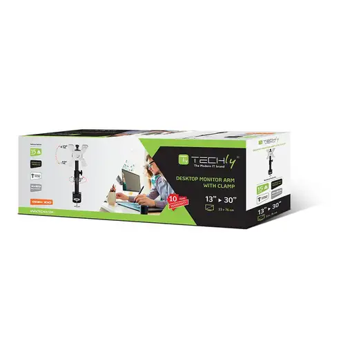 Techly ICA-LCD 500BK soporte para monitor 76,2 cm (30") Escritorio Negro