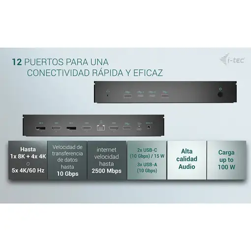i-tec Universal 5x 4K/60Hz Display Docking Station + Power Delivery 100W