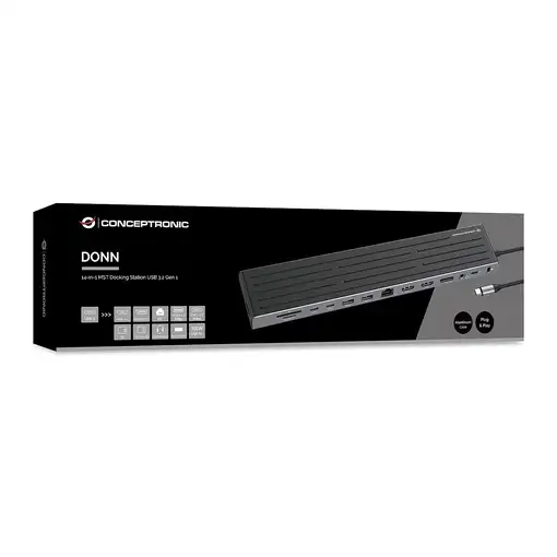 Conceptronic DONN32B base para portátil y replicador de puertos Alámbrico USB 3.2