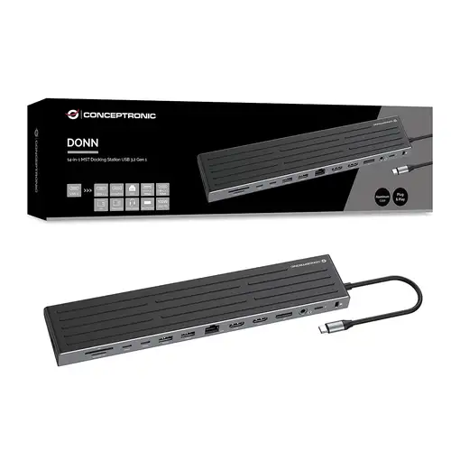 Conceptronic DONN32B base para portátil y replicador de puertos Alámbrico USB 3.2