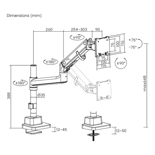 Digitus Soporte para un monitor, 57", 27 kg