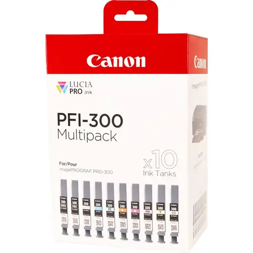 Canon PFI-300 cartucho de tinta 10 pieza(s) Original Negro, Azul, Cian, Gris, Mage