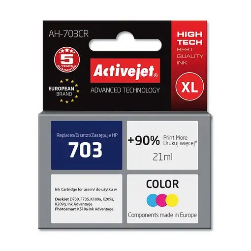 Activejet Tinta AH-703CR (repuesto HP 703 CD888AE; premium; 21 ml; color)