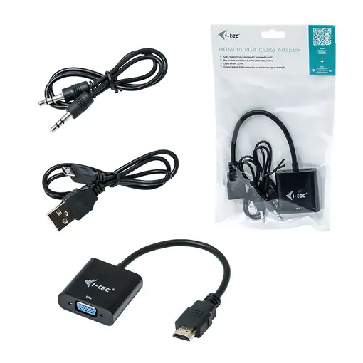 i-tec HDMI2VGAADA adaptador de cable de vídeo 0,15 m HDMI VGA Negro