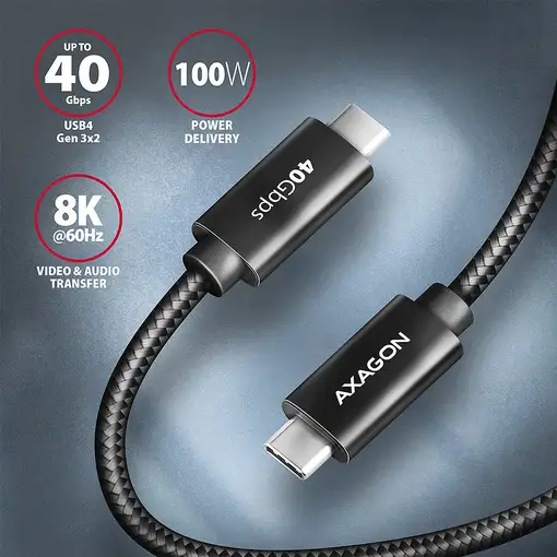 Axagon BUCM432-CM10AB cable USB USB4 Gen 3x2 1 m USB C Negro