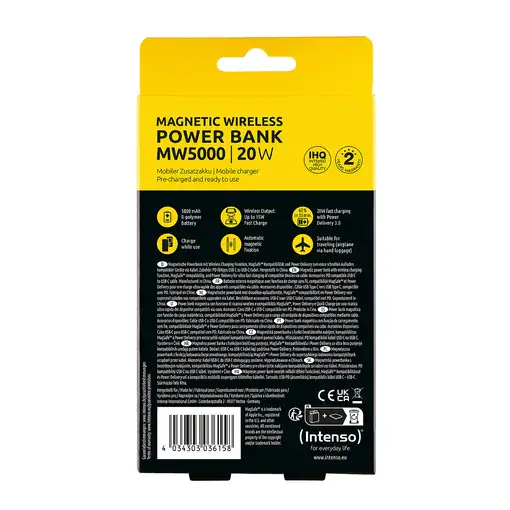 Intenso Batería Externa Magnética MW5000 5000 mAh – Compatible con MagSafe