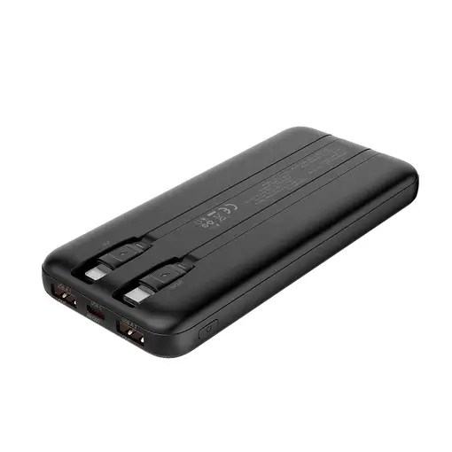 CoolBox POWERBANK DP10 10000MAH LCD+CABLES INTEGRADOS USB-C+LIGHTING NEGRO