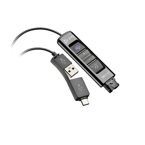 HP Poly Adaptador negro Poly DA85-M USB a QD compatible con TAA