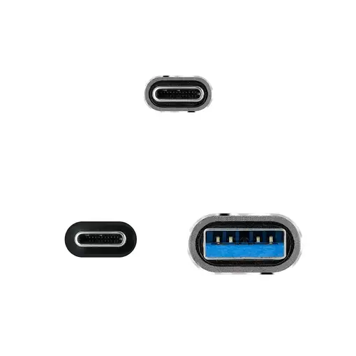 Nanocable Cable USB 3.2 Gen2x2 20Gbps 5A/100W, USB-C+USB-A/M a USB-C/M, Gris/Negro