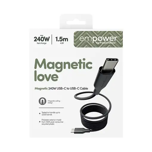PanzerGlass empower™ by ® Magnetic 240W USB-C to USB-C Cable | USB 2.0 | 1.5M |