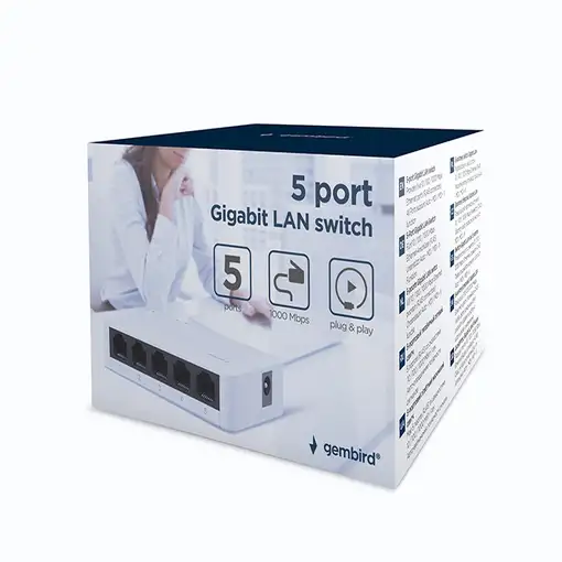 Gembird NSW-G5-01 switch No administrado Gigabit Ethernet (10/100/1000) Blanco