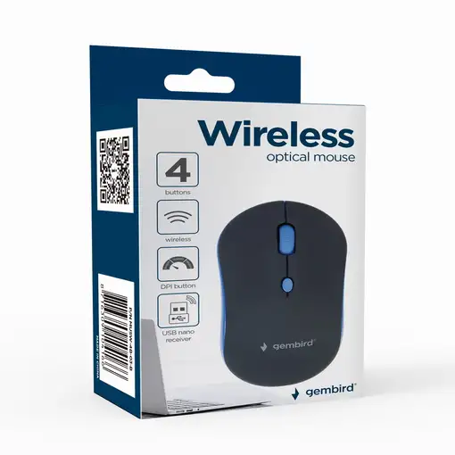 Gembird WIRELESS OPTICAL MOUSE MUSW-4B-03-B 1600DP - Maus ratón Oficina Ambidextro