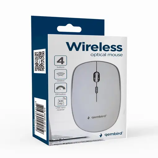 Gembird MUSW-4B-01-W ratón Oficina Ambidextro RF inalámbrico Óptico 1600 DPI
