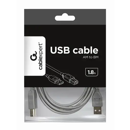 Gembird 1.8m USB 2.0 A/B M cable USB 1,8 m USB A USB B Gris
