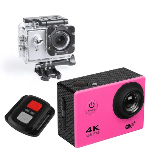 Cámara Deportiva de acción Klack Rosa Pro 4K Con Mando