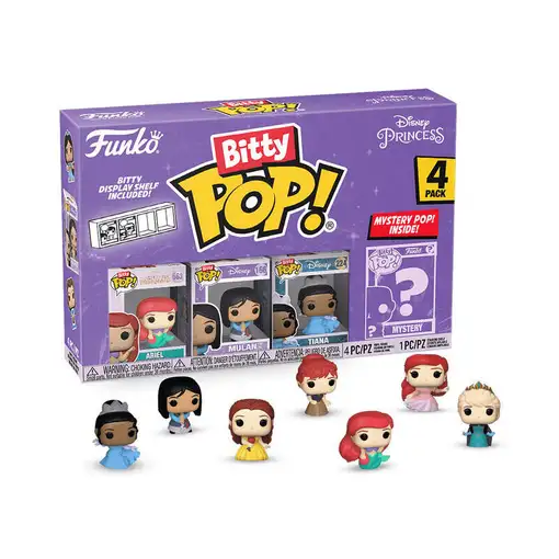 Blister 4 figuras bitty pop disney princesas ariel