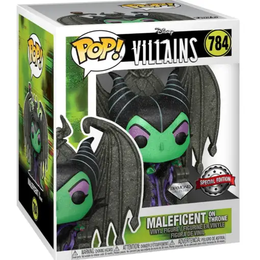 Figura pop disney villains maleficent on throne diamond exclusive