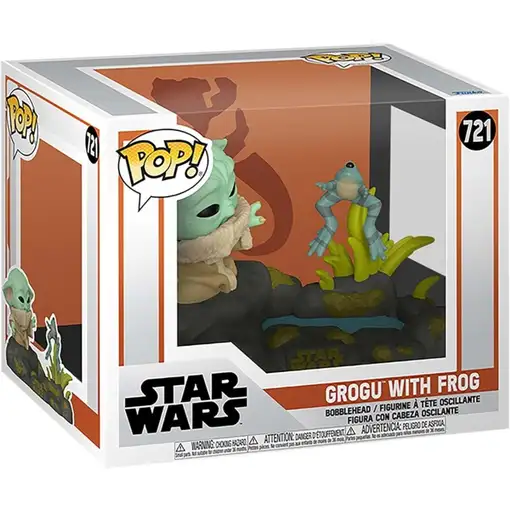 Figura pop deluxe star wars the mandalorian grogu with frog